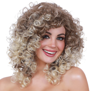 Long Curly Wig with Dark Roots