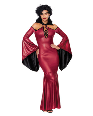  Vampire Vixen red gown vampire costume front