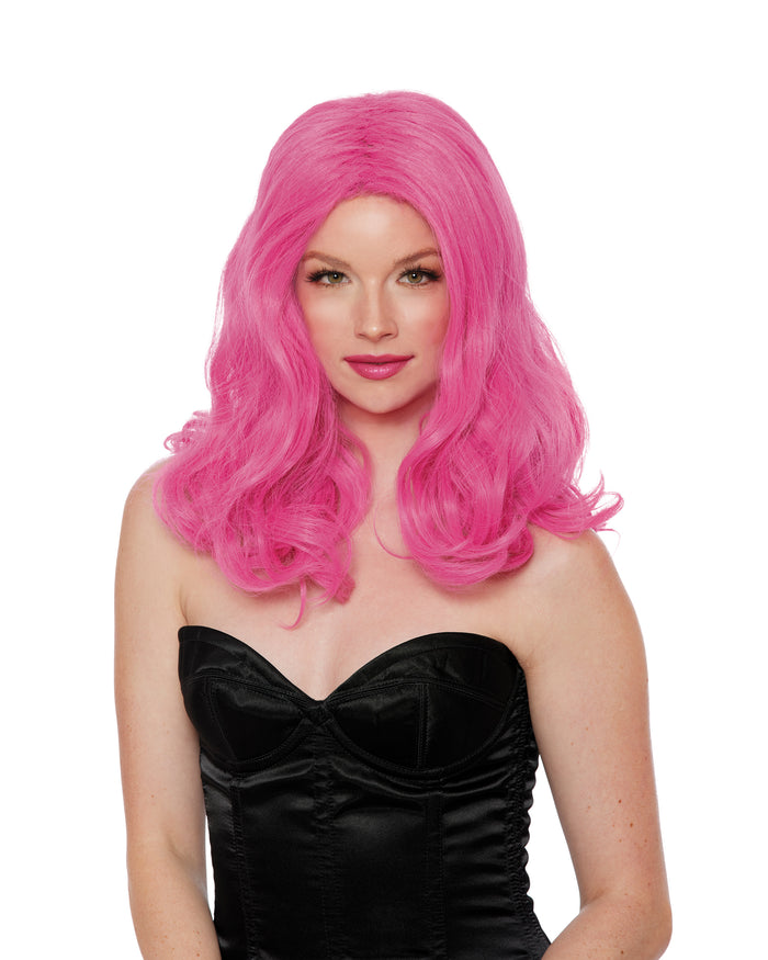 Hot Pink Wavy Wig