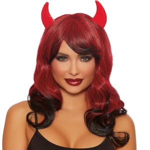 Devil Ombré Wig with Shiny Fabric Horns