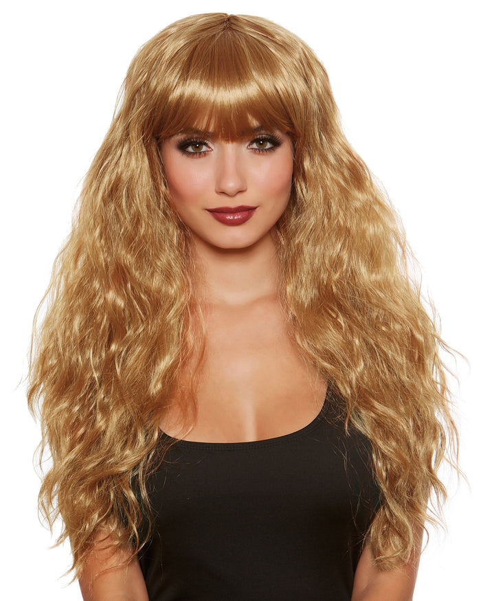 Long Relaxed Beach Wave Wig with Bangs